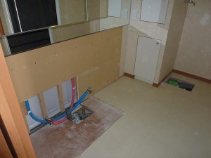 洗面台も撤去済み。